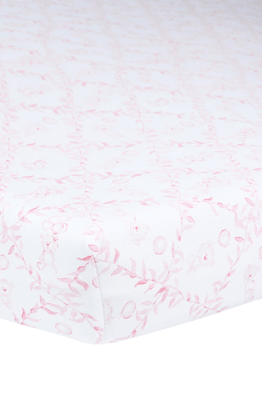 Baby Girl Pink Bears Trellace Crib Sheet - Blissfully Lavender BoutiqueNella Pima