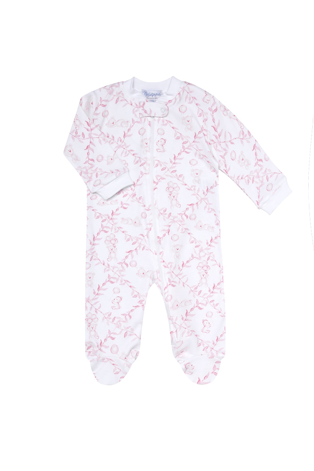 Baby Girl Pink Bears Trellace Zipper Footie - Blissfully Lavender BoutiqueNella Pima