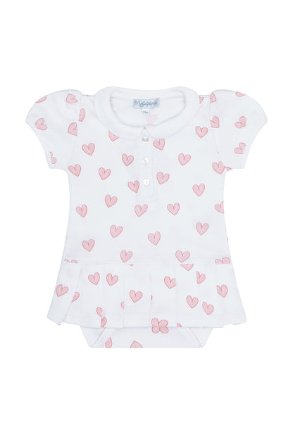 Baby Girl Pink Heart Print Onesie Dress - Blissfully Lavender BoutiqueNella Pima