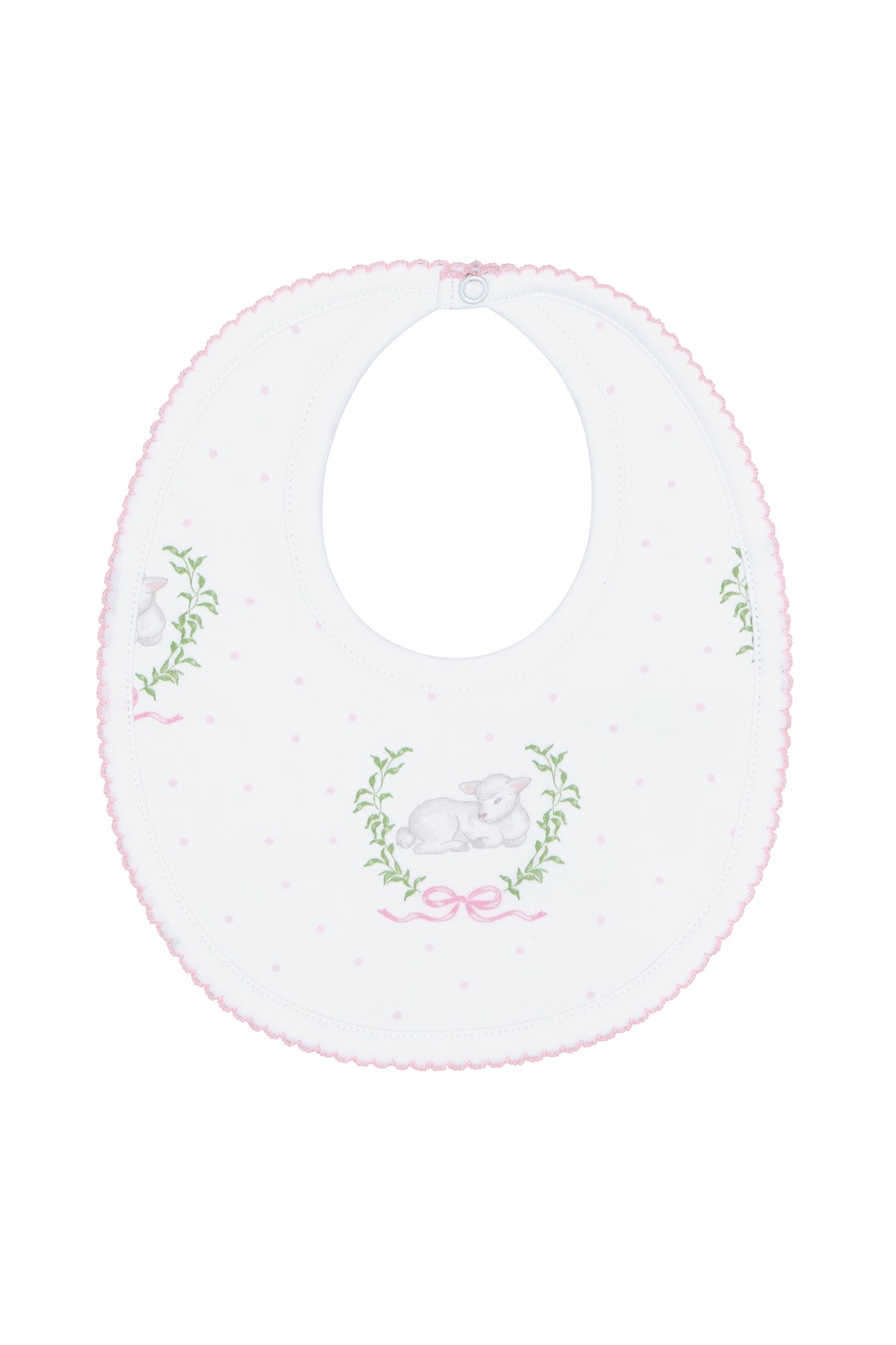 Baby Girl Pink Lamb Print Pima Cotton Bib - Blissfully Lavender BoutiqueNella Pima