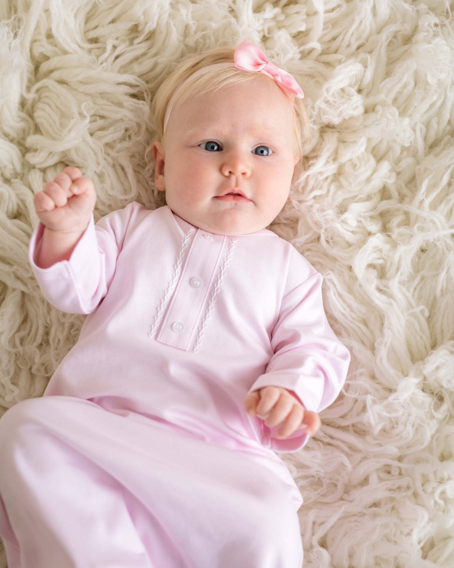 Baby Girl Pink Pima Cotton Layette Gown - Blissfully Lavender BoutiqueCuclie