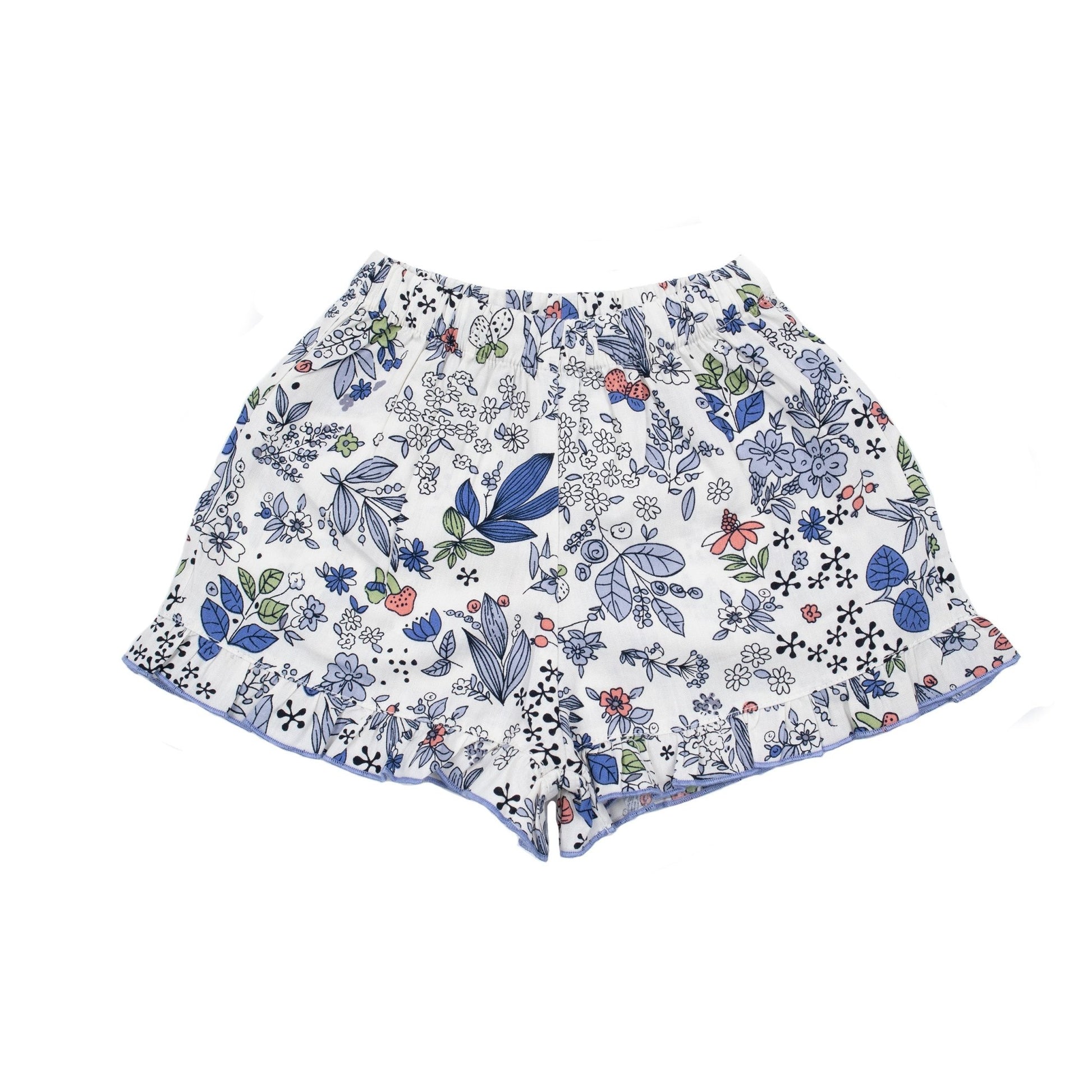 Baby Girl Ruffle Trim Shorts, Blue Multi - Blissfully Lavender BoutiqueCuclie