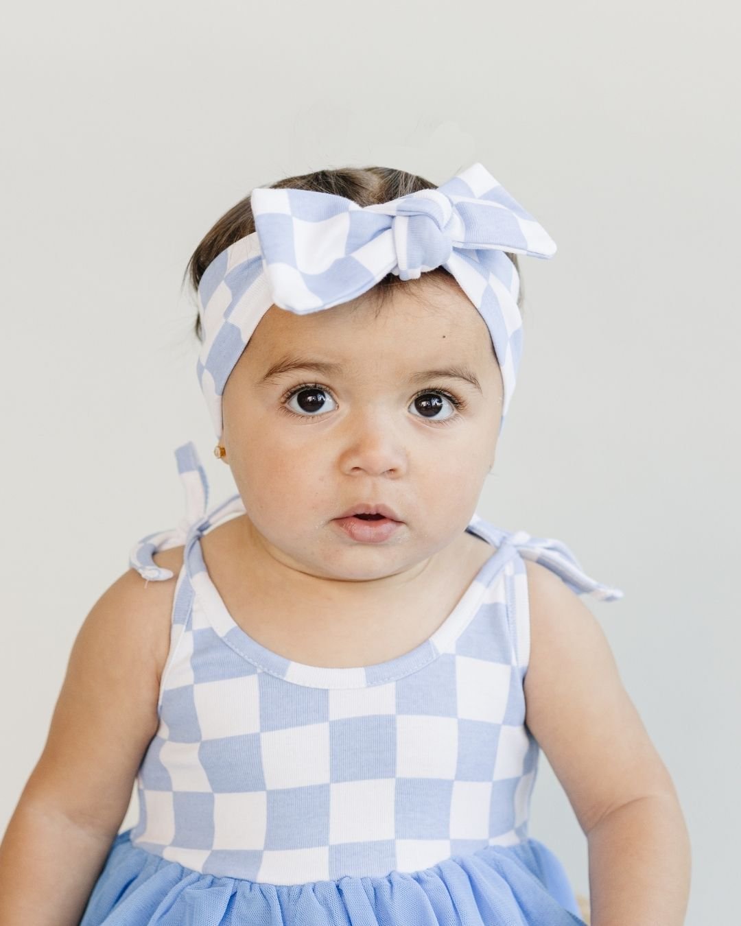 Baby Girl Tutu Romper | Checkered Blue - Blissfully Lavender BoutiqueLUCKY PANDA KIDS