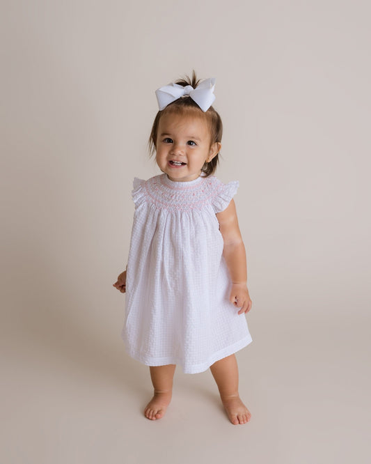 Baby Girl White Sweet Occasions Bishop Collar Dress - Blissfully Lavender BoutiqueCuclie