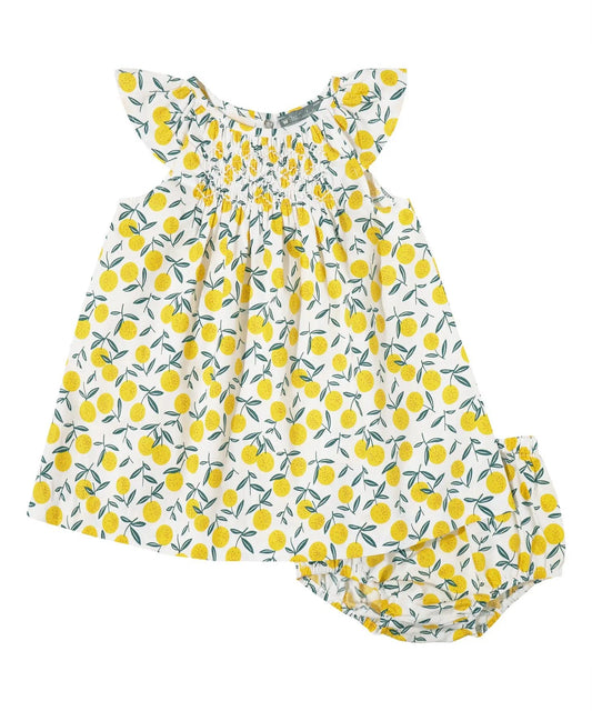 Baby Girl Yellow Lemons Smocked Dress Set - Blissfully Lavender BoutiquePetit Confection