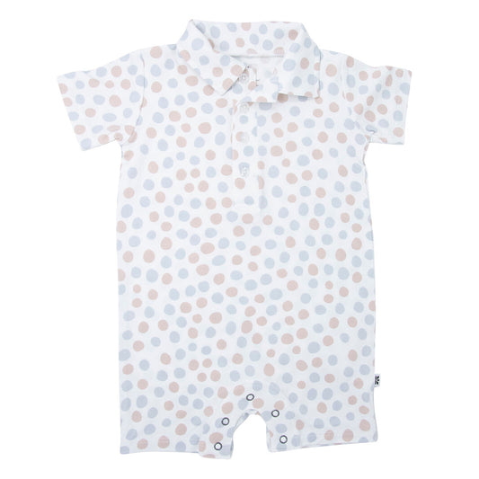 Baby Polka Dot Grey Polo Romper - Blissfully Lavender BoutiqueSweet Bamboo