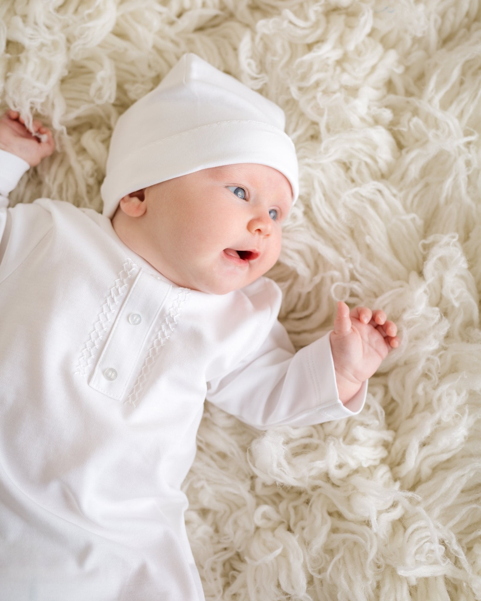 Baby White Pima Cotton Hat - Blissfully Lavender BoutiqueCuclie