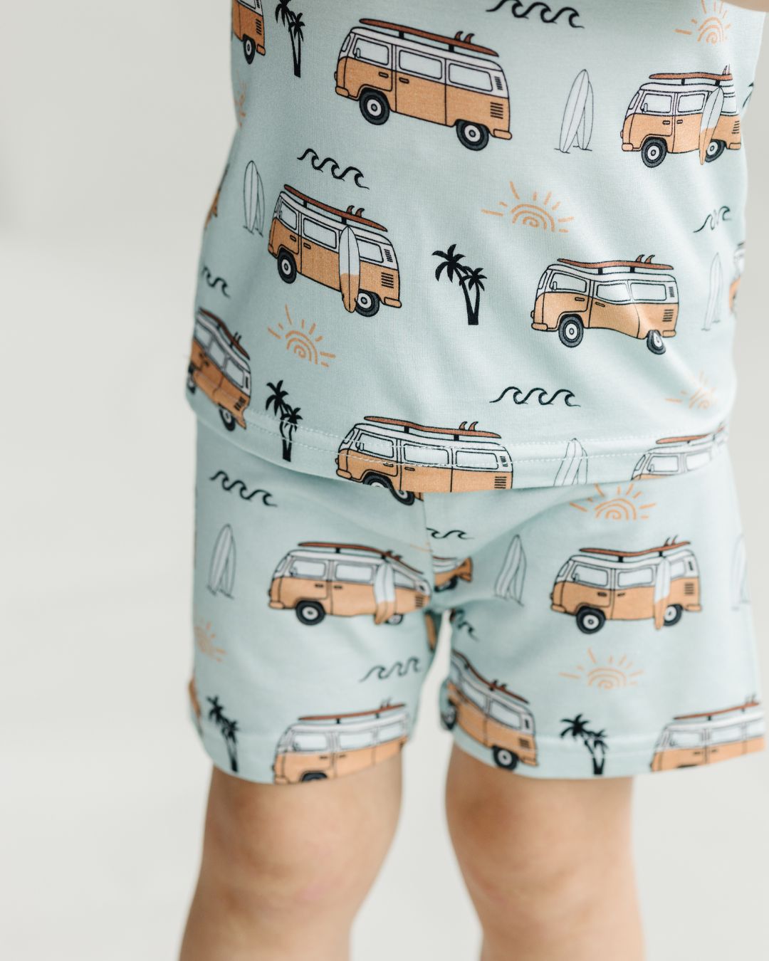 Boys Retro Beach Bamboo Shorts Pajama Set