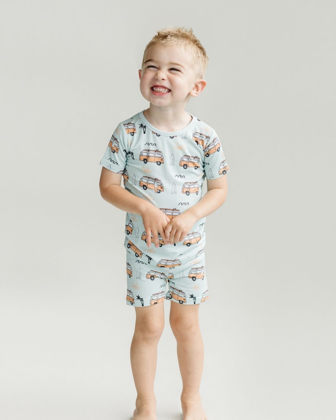 Boys Retro Beach Bamboo Shorts Pajama Set