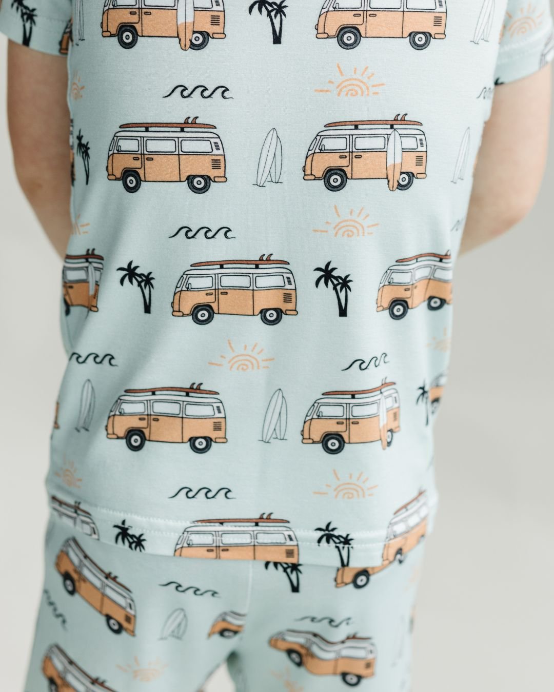 Boys Retro Beach Bamboo Shorts Pajama Set