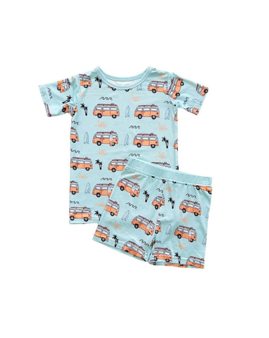 Boys Retro Beach Bamboo Shorts Pajama Set