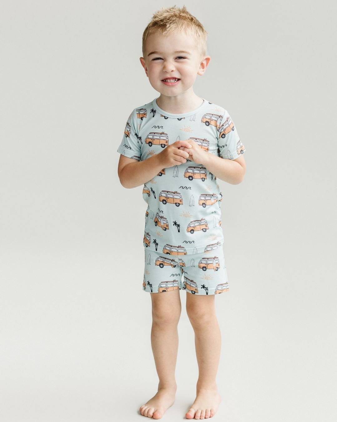 Boys Retro Beach Bamboo Shorts Pajama Set