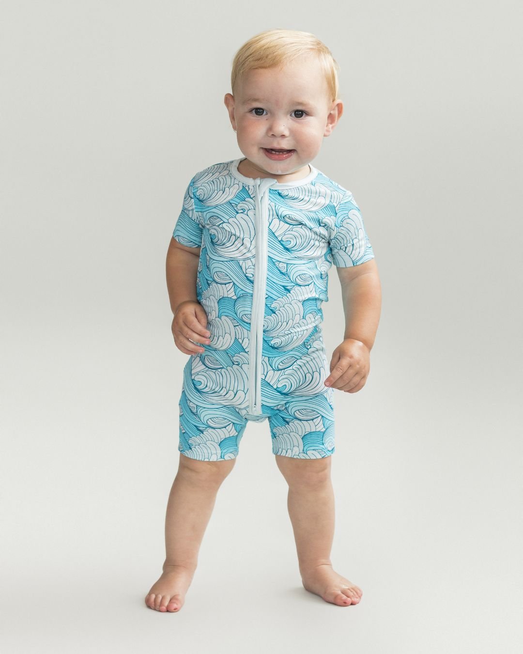 Baby Boy Delmar Bamboo Shorty Zipper Romper