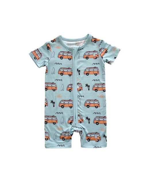 Baby Boy Retro Beach Bamboo Shorty Romper