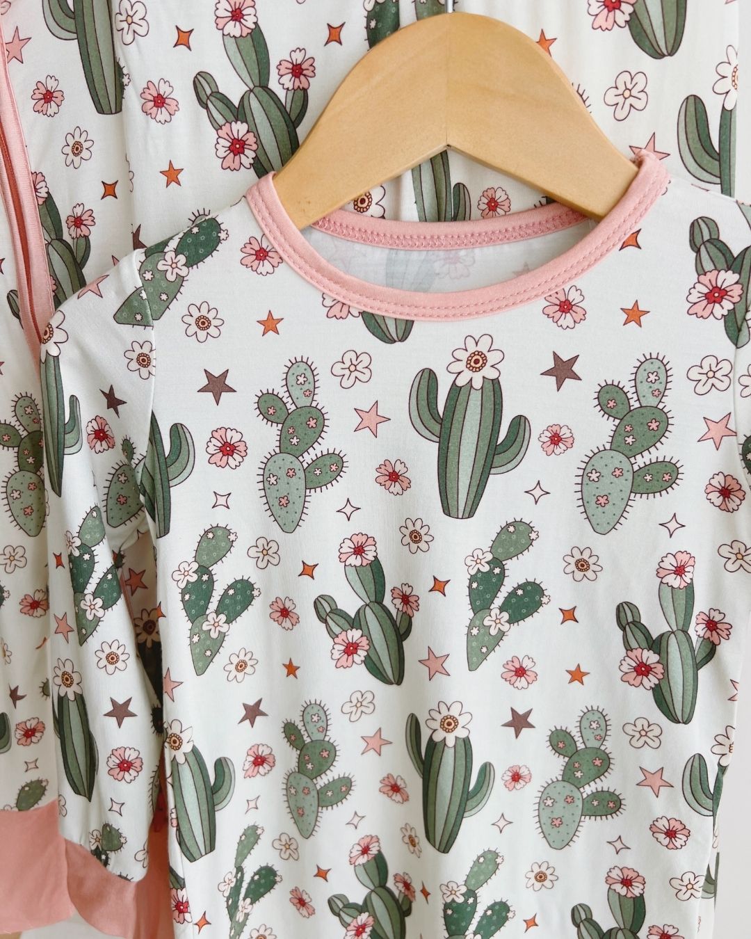 Girls Cactus Flowers Bamboo Two Piece Pajama Set