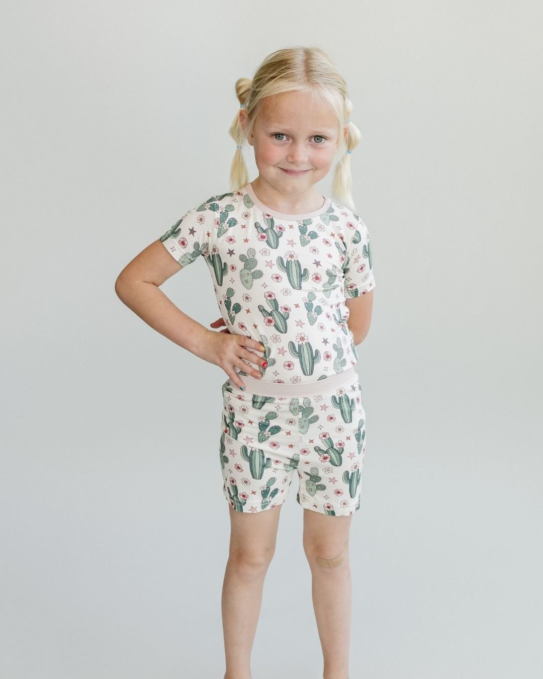 Bamboo Two Piece Shorts Set | Cactus Flowers - Blissfully Lavender BoutiqueLUCKY PANDA KIDS