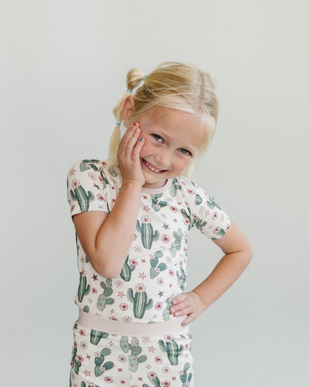 Bamboo Two Piece Shorts Set | Cactus Flowers - Blissfully Lavender BoutiqueLUCKY PANDA KIDS