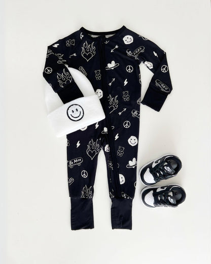 Baby Boy Be Mini Bamboo Bap Zip Pajama Romper