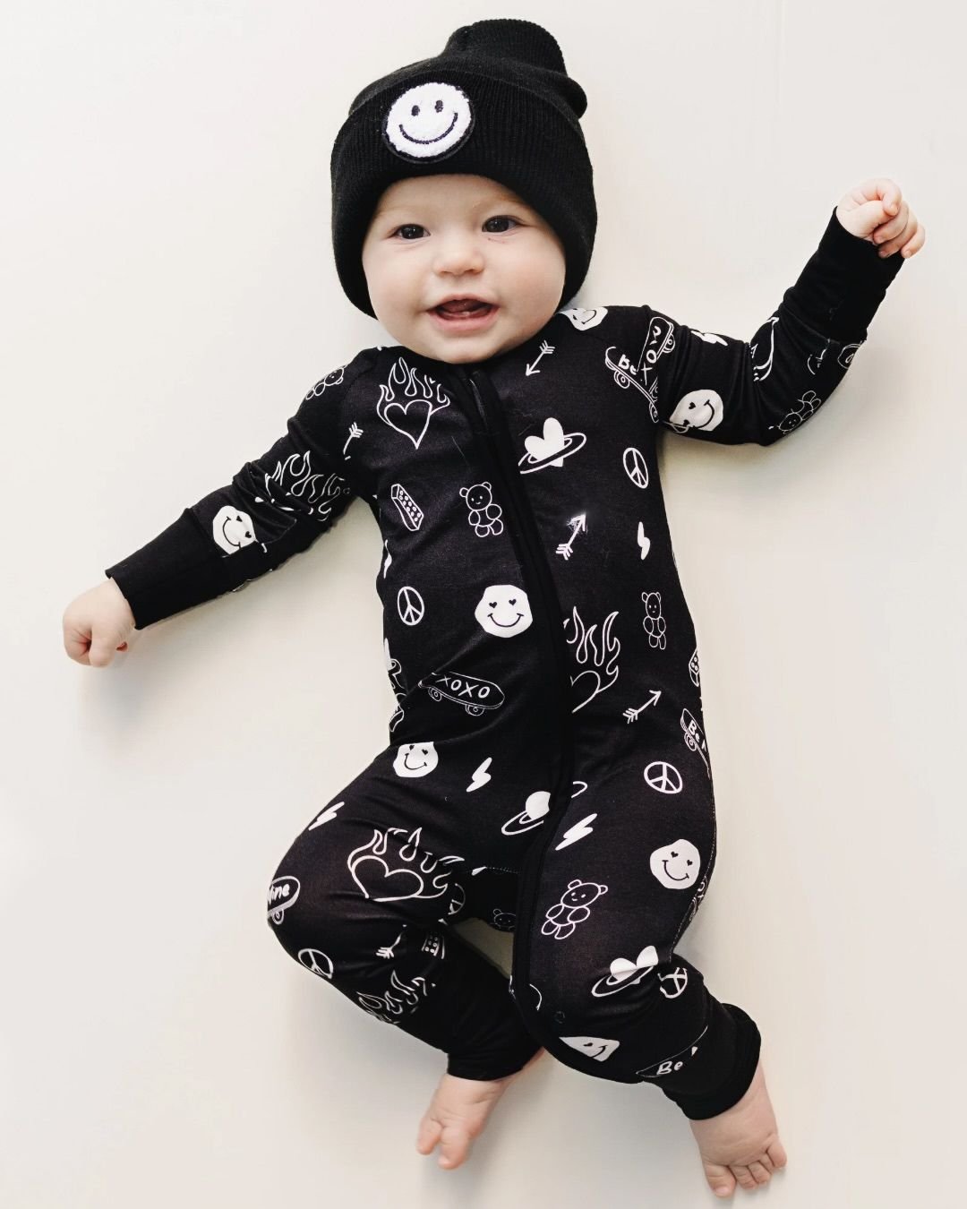 Baby Boy Be Mini Bamboo Bap Zip Pajama Romper