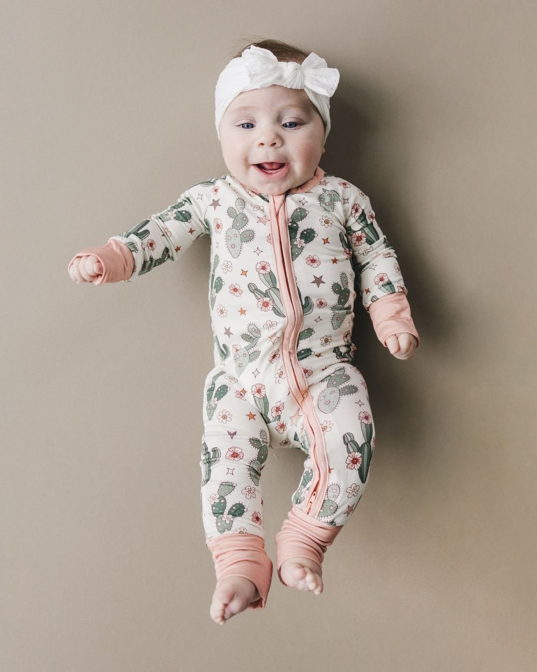 Baby Girl Cactus Flower Bamboo Zip Pajama Romper