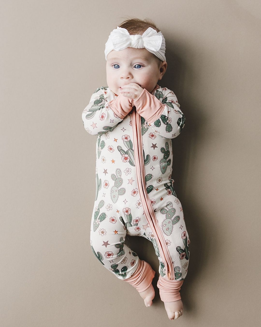 Baby Girl Cactus Flower Bamboo Zip Pajama Romper