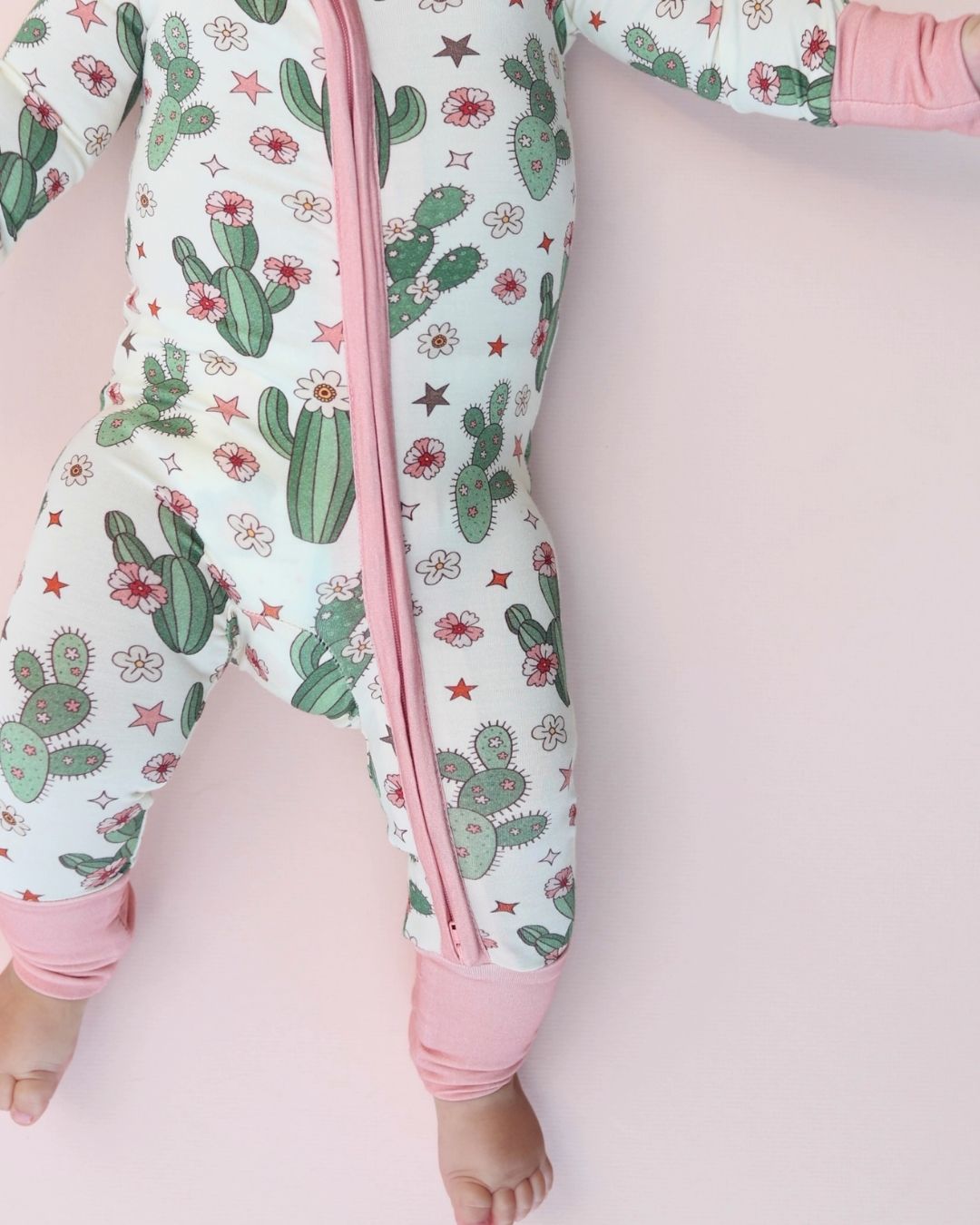 Baby Girl Cactus Flower Bamboo Zip Pajama Romper