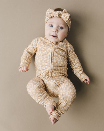 Baby Girl Neutral Garden Bamboo Zip Pajama Romper