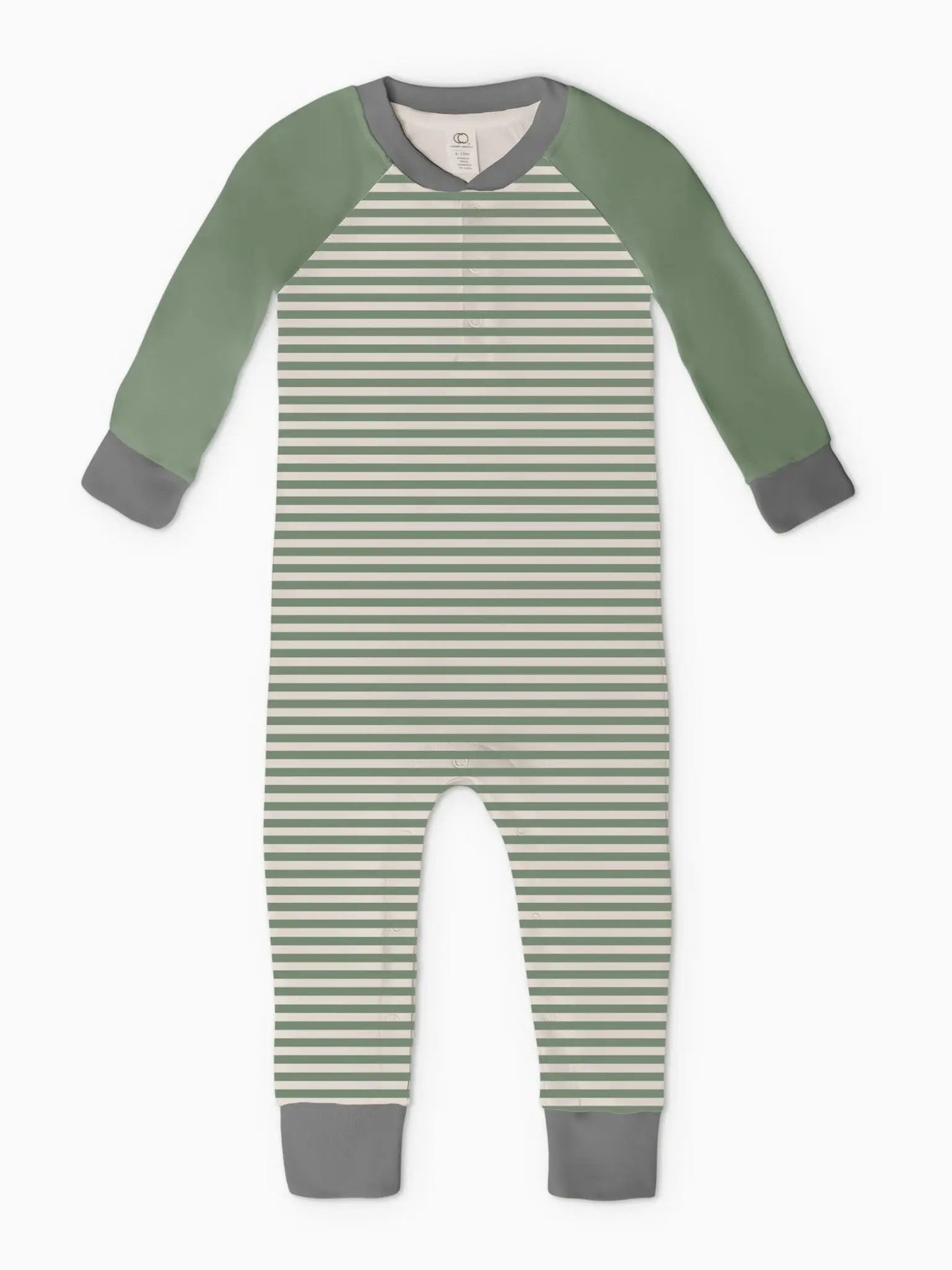 Bari Stripe / Thyme + Natural Brix Henley LS Romper - Blissfully Lavender BoutiqueColored Organics