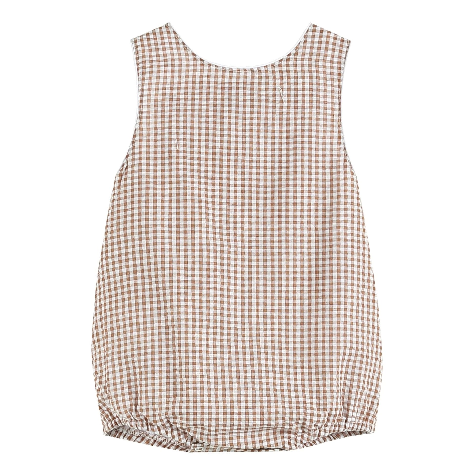 Basic Brown Gingham Bubble Romper - Blissfully Lavender BoutiqueLil Cactus