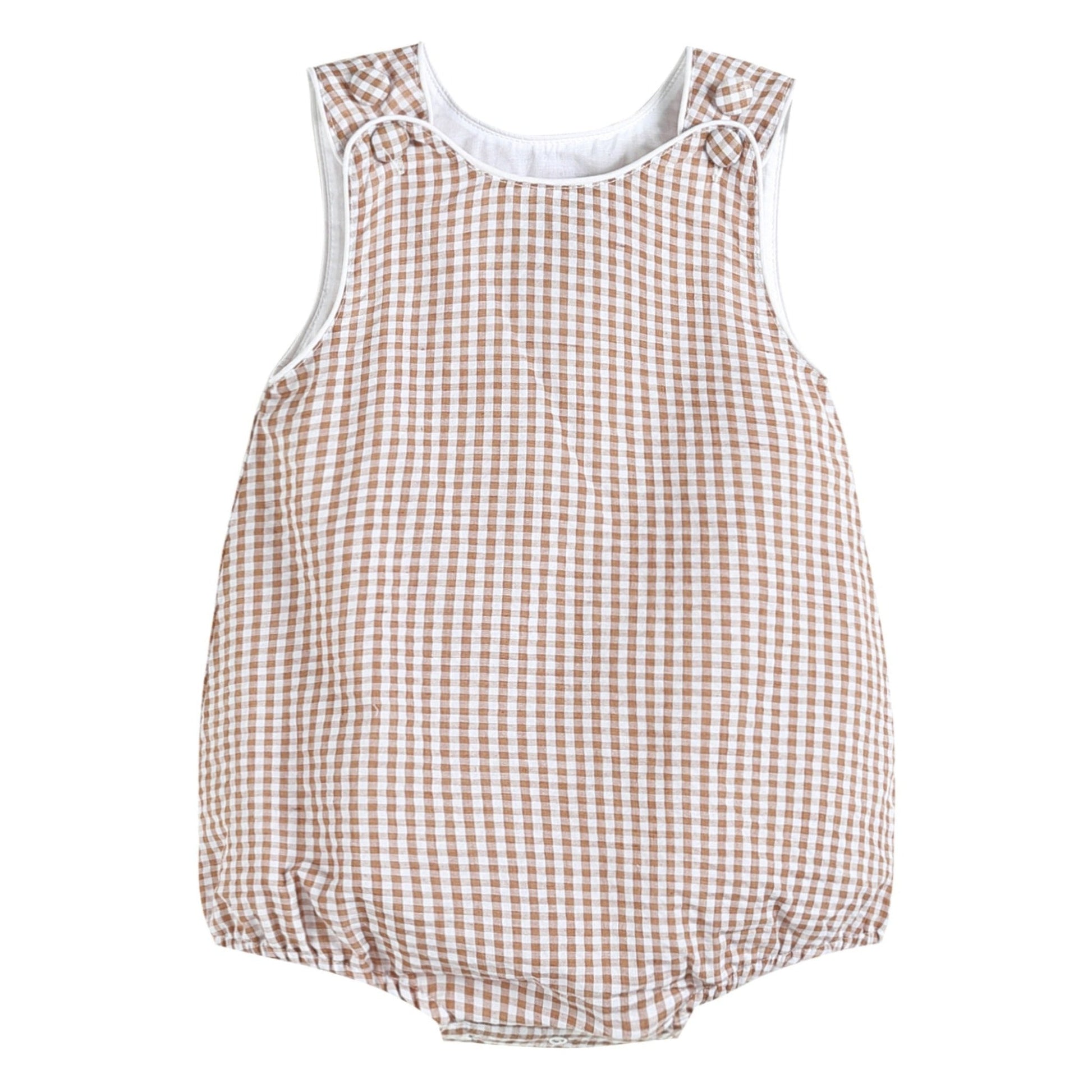 Basic Brown Gingham Bubble Romper - Blissfully Lavender BoutiqueLil Cactus