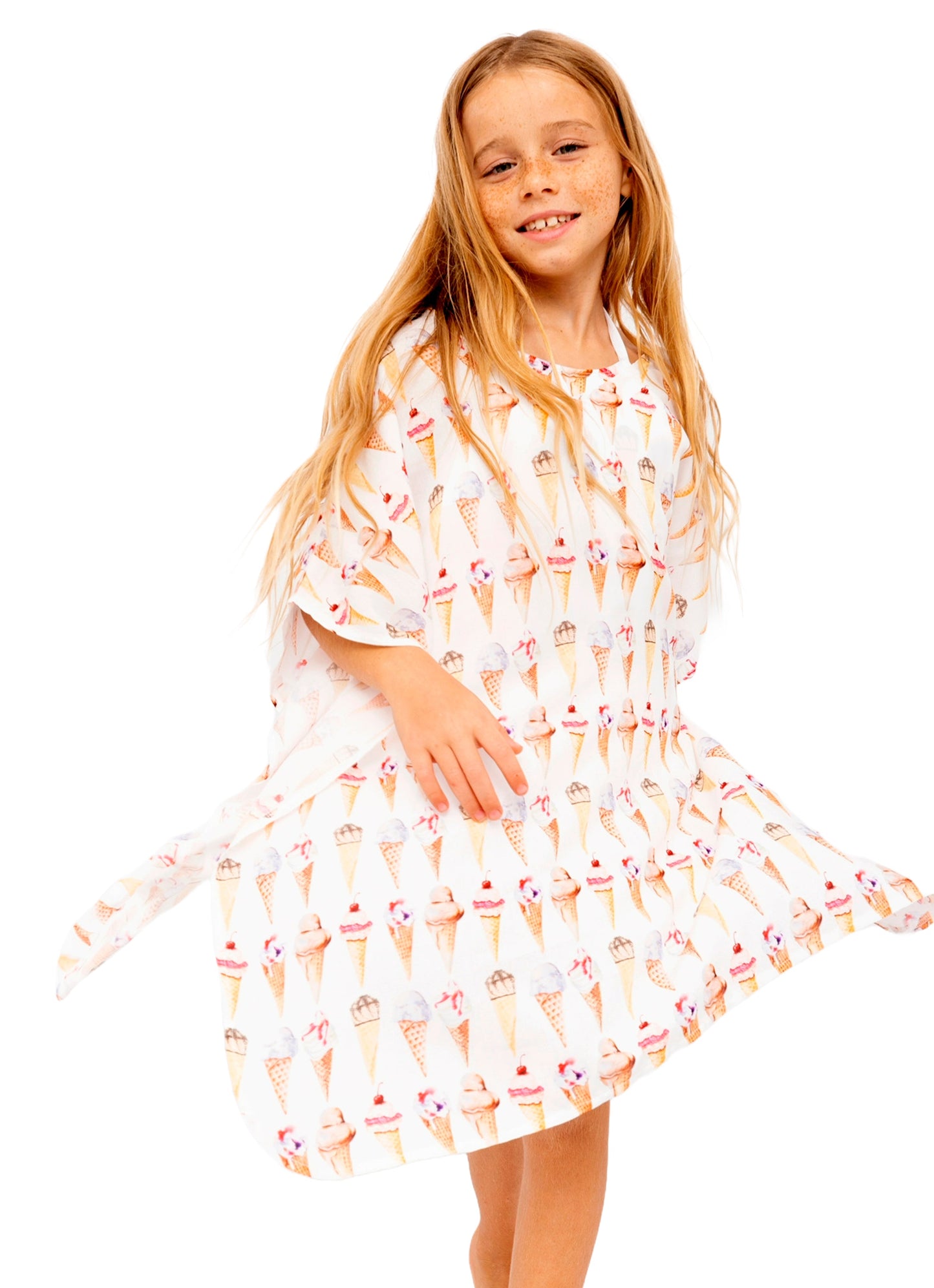 Girls Ice Cream Poncho Cover-up