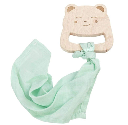 Bear and Mint Wooden Teether & Blankie - Blissfully Lavender BoutiqueGoosewaddle® | Newborn Baby Blankets Toys Teethers Bibs & More