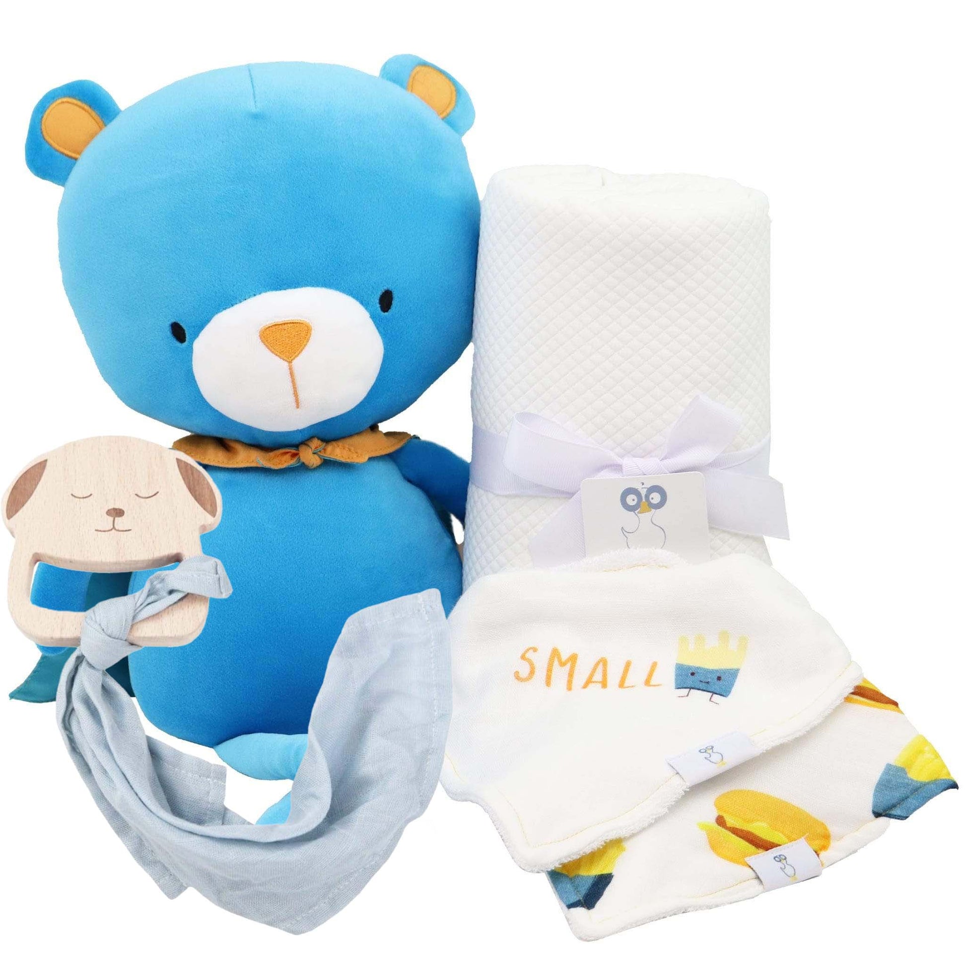 Bear Blue Gift Set Bundle - Blissfully Lavender BoutiqueGoosewaddle® | Newborn Baby Blankets Toys Teethers Bibs & More