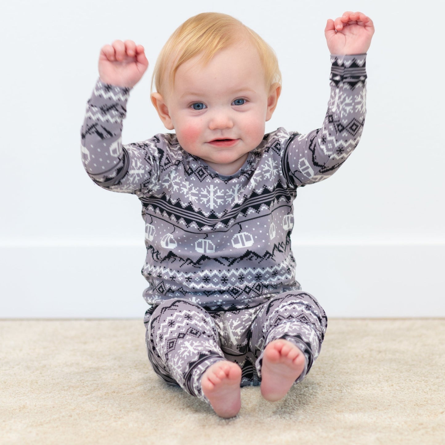 Boys Fair Isle Ski Charcoal Pajama Set