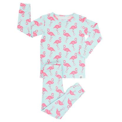 Girls Flamingo Aqua Pajama Set