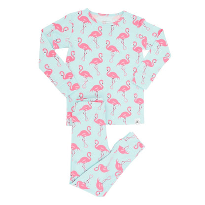 Girls Flamingo Aqua Pajama Set