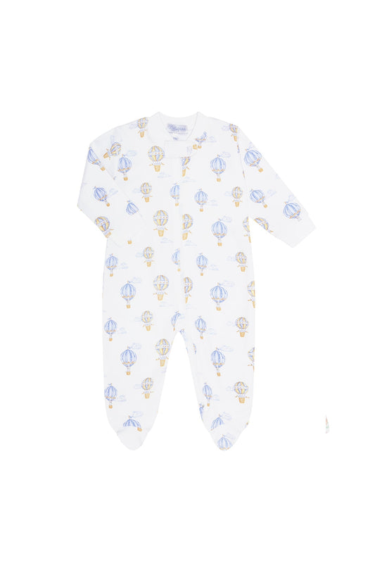 Blue Balloons Print Zipper Baby Footie - Blissfully Lavender BoutiqueNella Pima