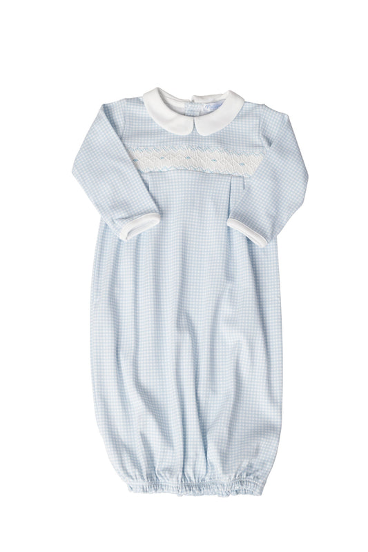 Blue Gingham Baby Pima Cotton Gown - Blissfully Lavender BoutiqueNella Pima