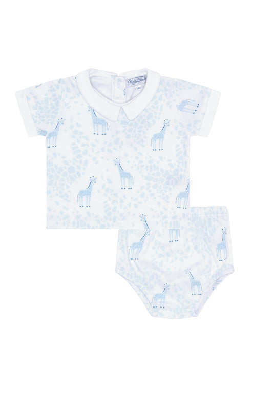 Blue Giraffe Print Diaper Cover Set - Blissfully Lavender BoutiqueNella Pima