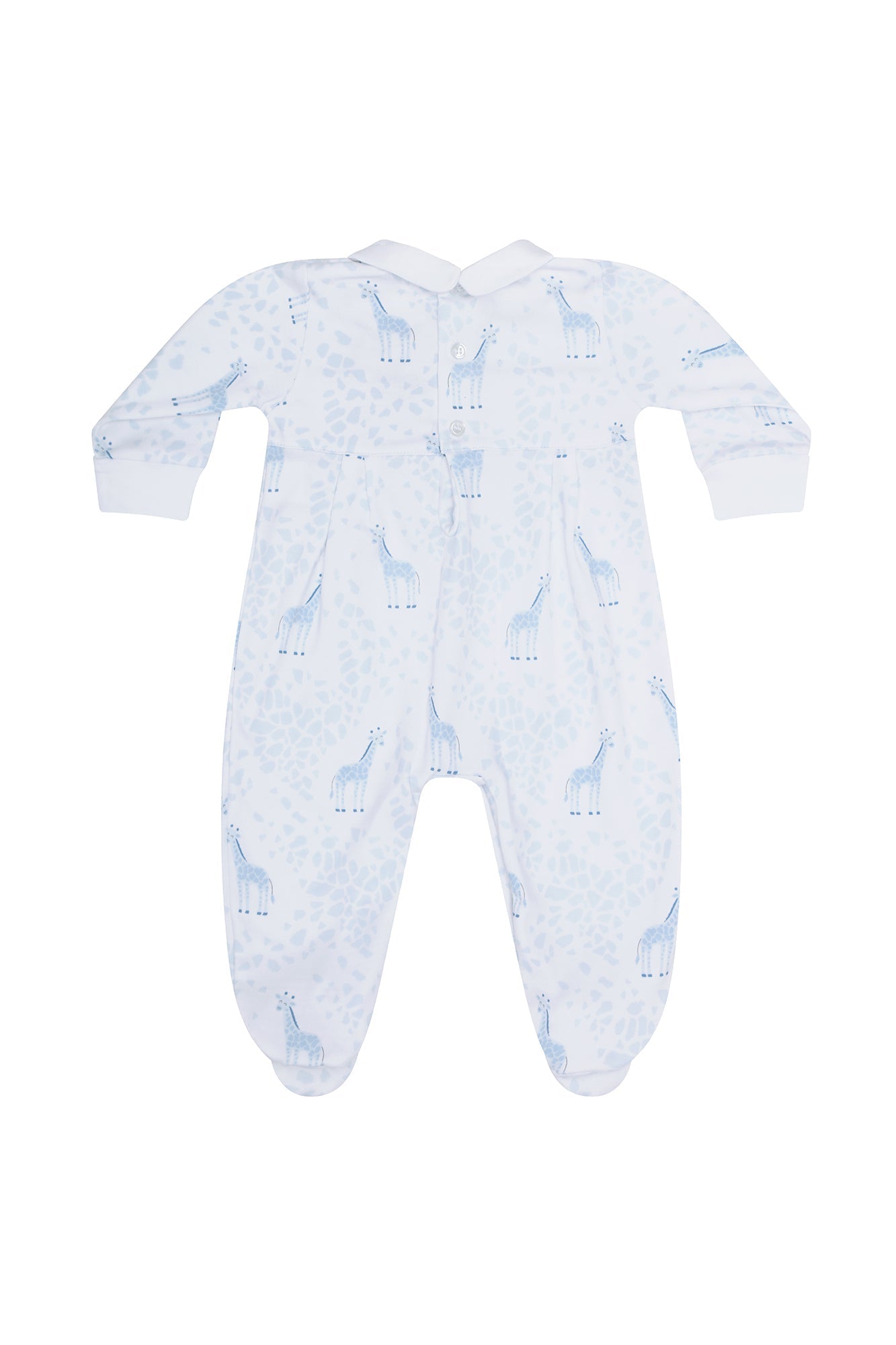 Blue Giraffe Print Smocked Footie - Blissfully Lavender BoutiqueNella Pima