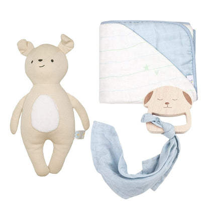 Blue Puppy Gift Set Bundle - Blissfully Lavender BoutiqueGoosewaddle® | Newborn Baby Blankets Toys Teethers Bibs & More