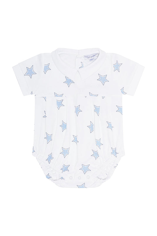 Blue Stars Print Baby Boy Bubble Romper - Blissfully Lavender BoutiqueNella Pima