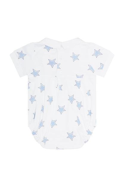 Blue Stars Print Baby Boy Bubble Romper - Blissfully Lavender BoutiqueNella Pima