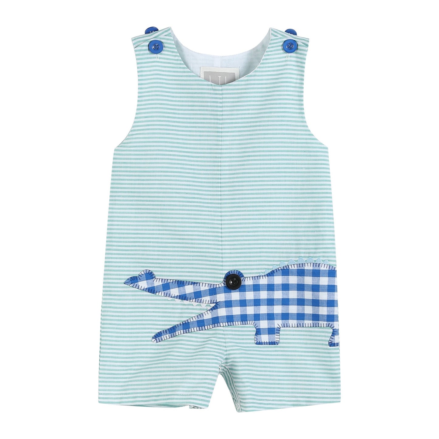 Boys Aqua Striped Gator Shortall - Blissfully Lavender BoutiqueLil Cactus