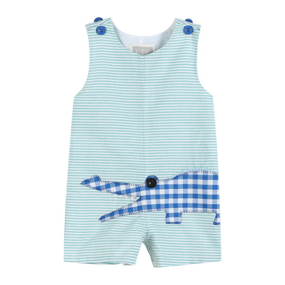 Boys Aqua Striped Gator Shortall - Blissfully Lavender BoutiqueLil Cactus