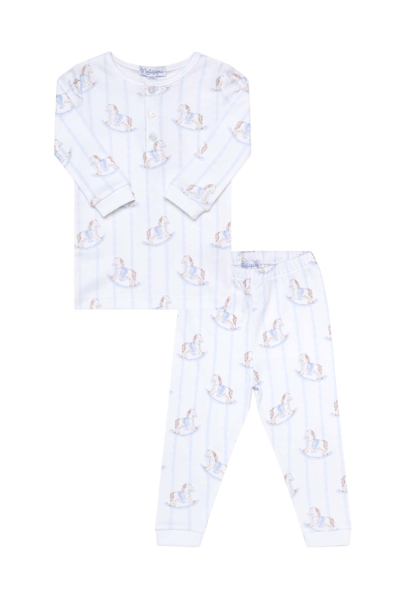 Boys Blue Rocking Horse Pajamas - Blissfully Lavender BoutiqueNella Pima