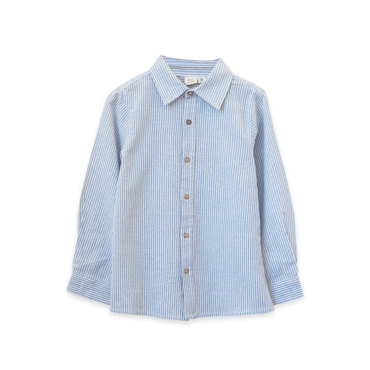 Boys Blue Strip Collar Buttondown Shirt - Blissfully Lavender BoutiqueBeet World