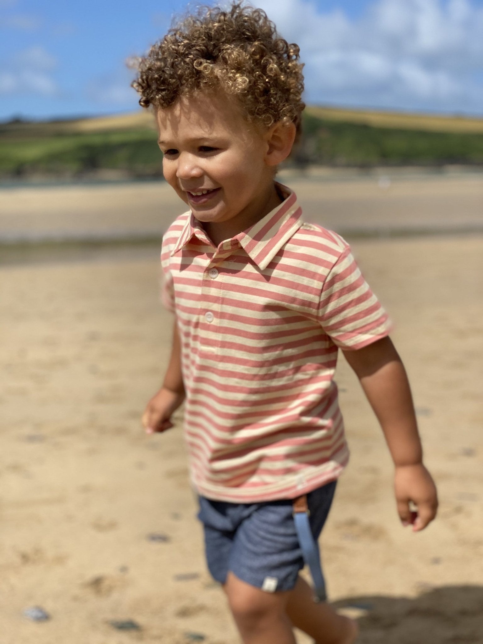 Boys Coral + Cream Stripped Flagstaff Polo Shirt - Blissfully Lavender BoutiqueMe & Henry