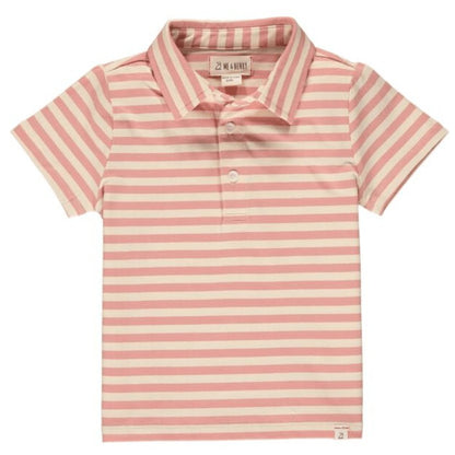 Boys Coral + Cream Stripped Flagstaff Polo Shirt - Blissfully Lavender BoutiqueMe & Henry