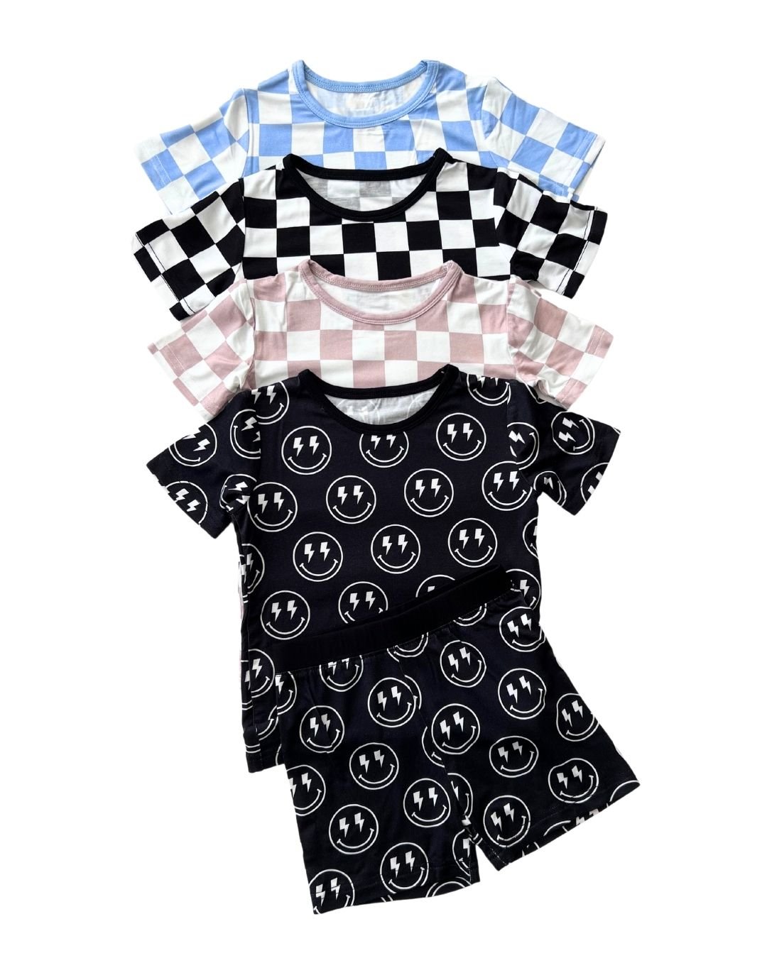 Boys Electric Smiley Bamboo Two Piece Pajama Shorts Set - Blissfully Lavender BoutiqueLUCKY PANDA KIDS